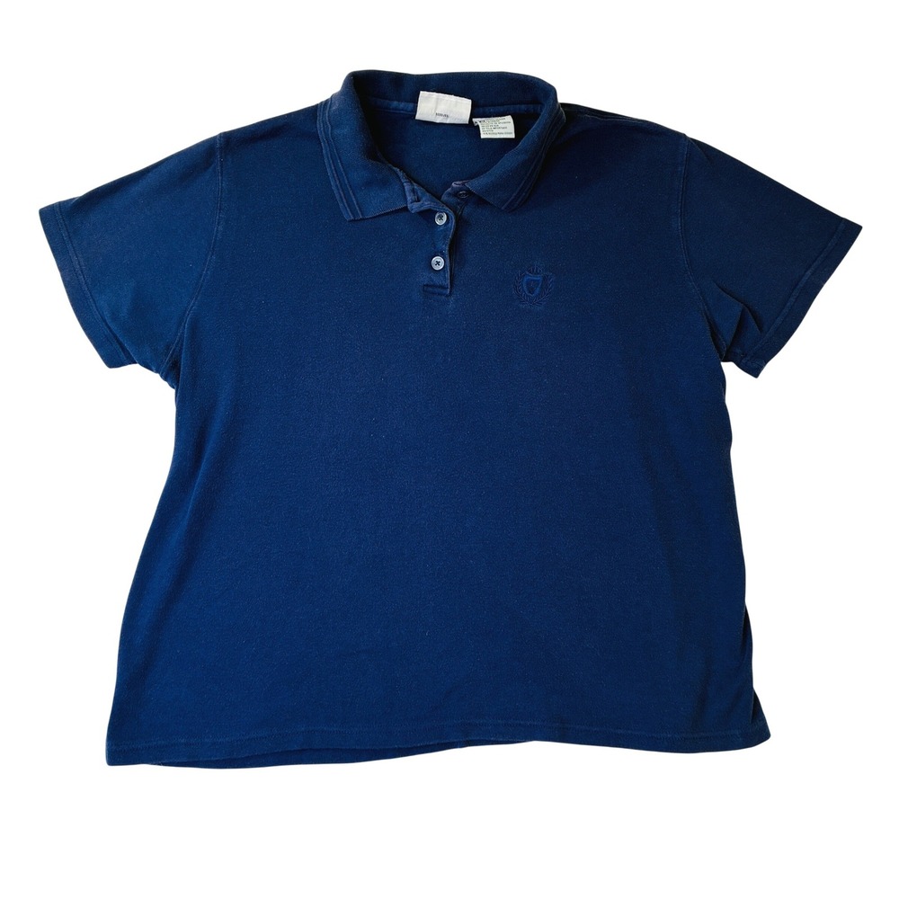 Vintage Jaclyn Smith Sport Mens XL Navy Blue Short Sleeve Polo Shirt Crest Logo